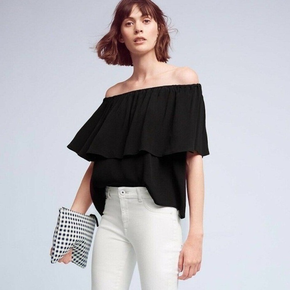 Holding Horses Anthropologie Maya Black Off‎ Shoulder Blouse XS OB623087